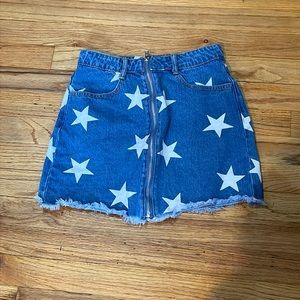 Star denim miniskirt